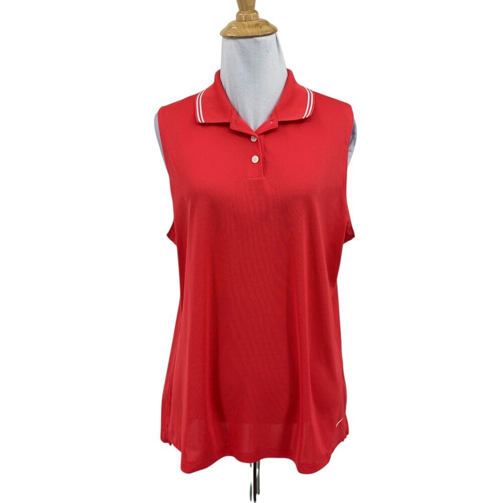 Nike Polo Shirt Womens L Large Watermelon Dri Fit Sleeveless Performance Golf